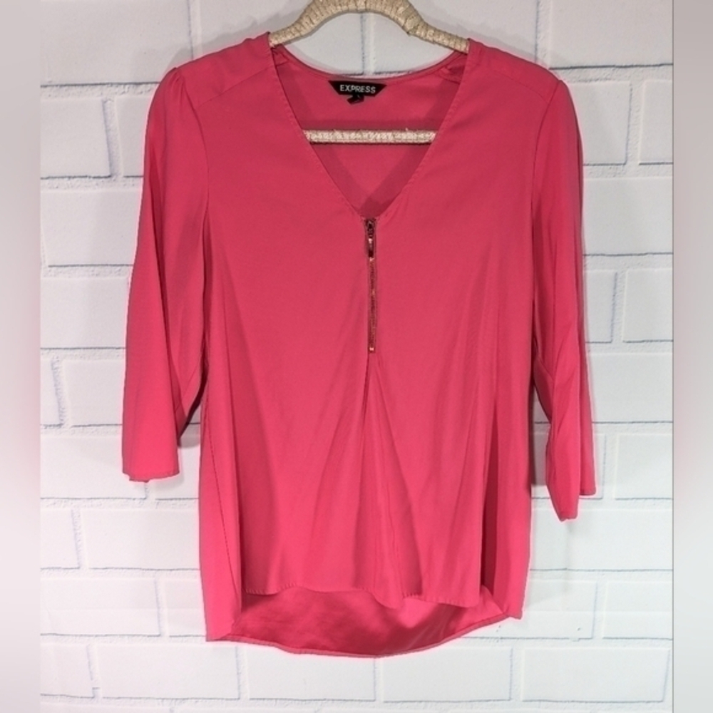 Express Pink Zip-Front Top